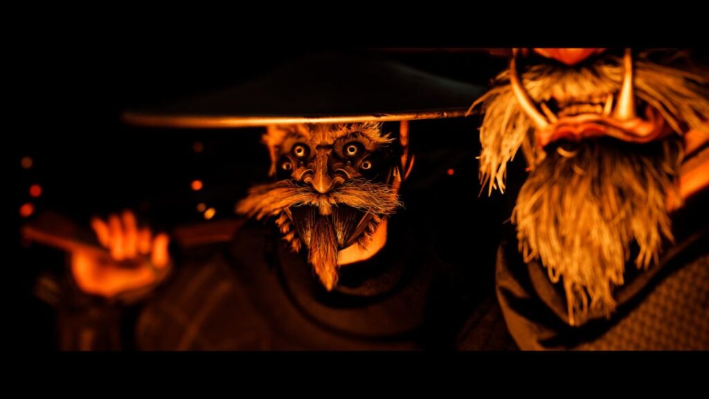 Oni mask enemy close-up